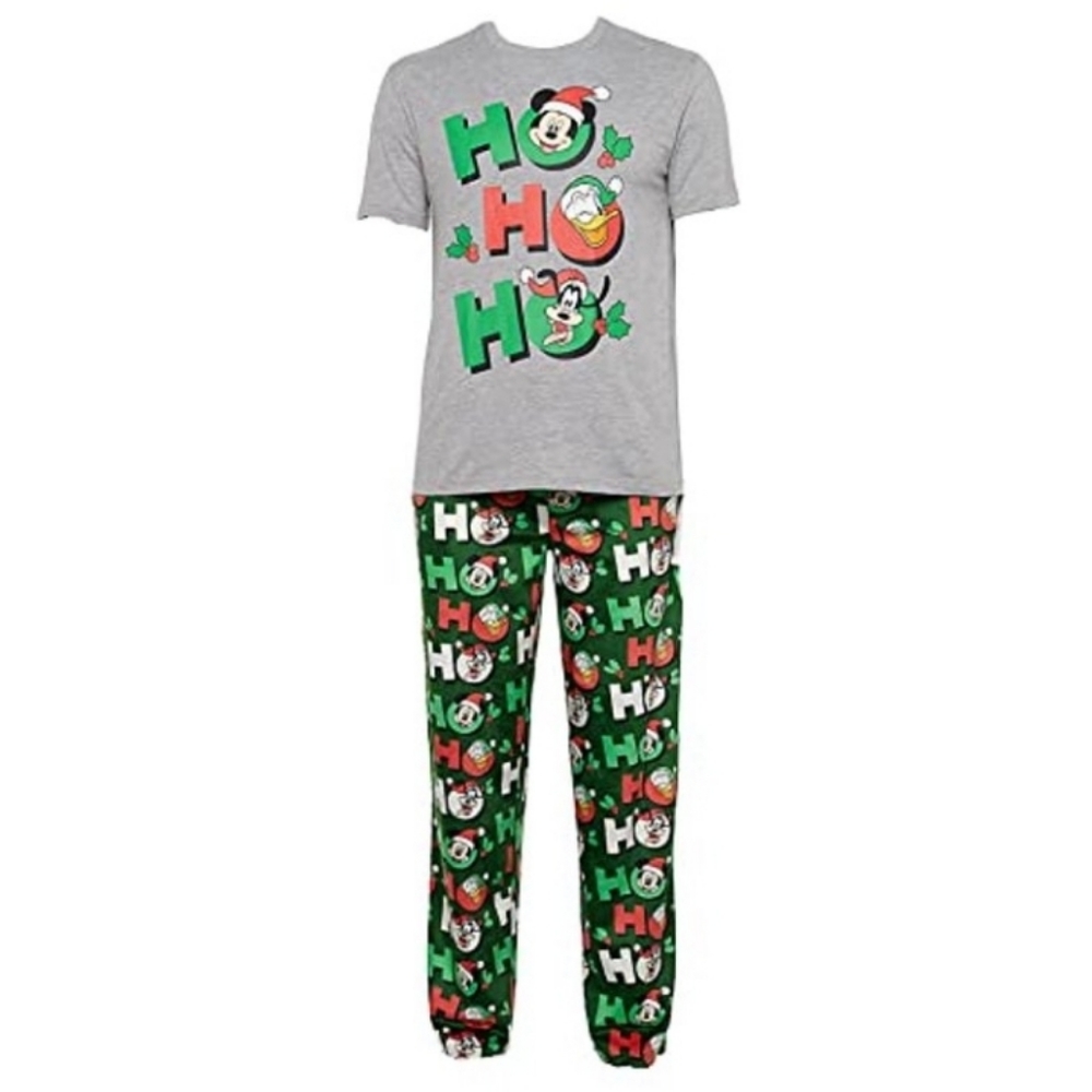 Men’s Disney Mickey and Friends Ho Ho Ho Pajama 2 Piece Sleep Set Size XL NIB
